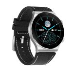 NJYUAN M99 Smart Watch Bluetooth 5.0 Calls Smartwatch Silver leather strap