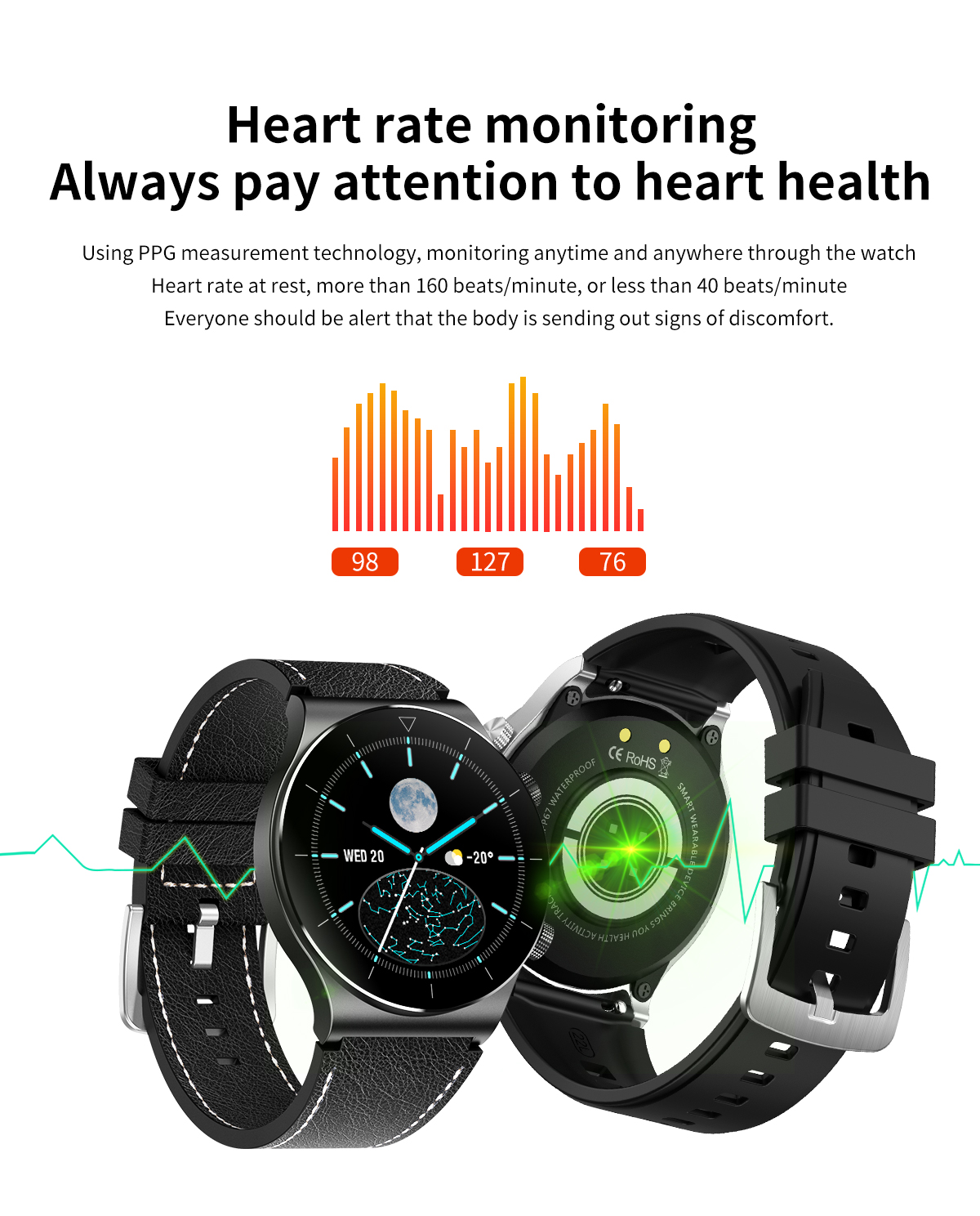 NJYUAN M99 bluetooth 5.0 Wristband 30 Days Long Standby Heart Rate Blood Pressure Monitor Fitness Tracker Multi Language Smart Watch