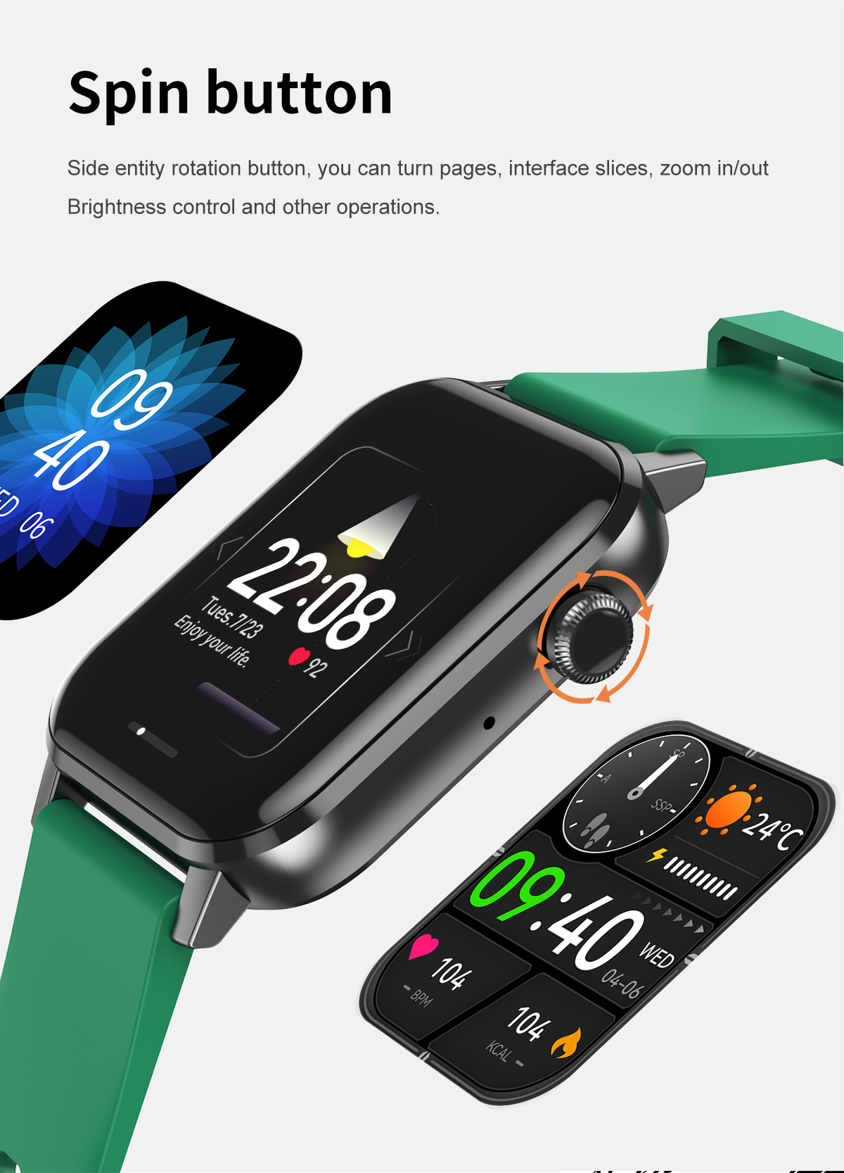 Bakeey HD6 BT 5.0 1.69 inch Full Touch Screen BT Calling Heart Rate Blood Pressure Oxygen Monitor Long Time Standby Multi Sports Modes IP67 Waterproof Smart Watch