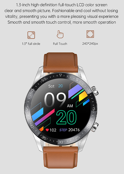 Full screen touchable NJYUAN L13 IP68 waterproof 1.3 inch 240*240 color screen 290mAh battery smart watch