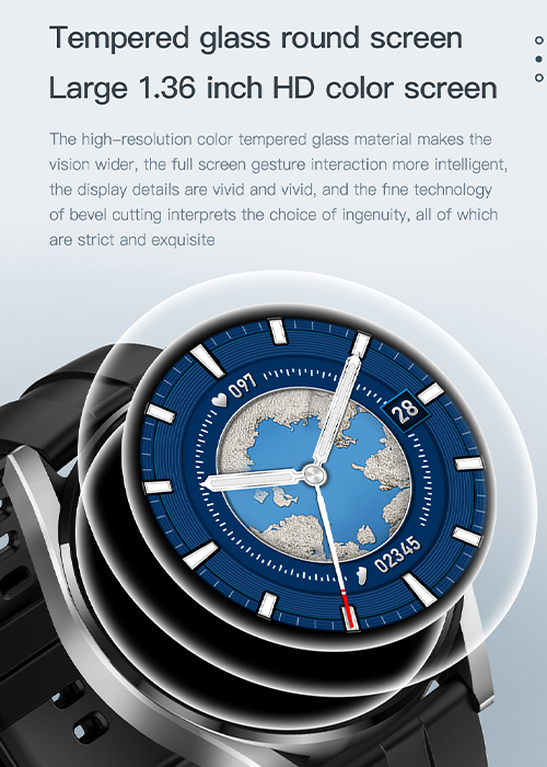 NJYUAN UM95 telphone watch bluetooth 5.0 blood oxygen 1.36 inch touch screen smart watch