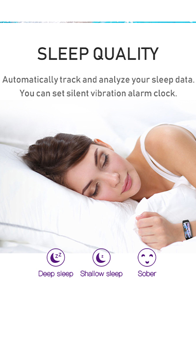 Sleep quality, automatically track and analyze your sleep data. you can set silent vibration alarm clock.