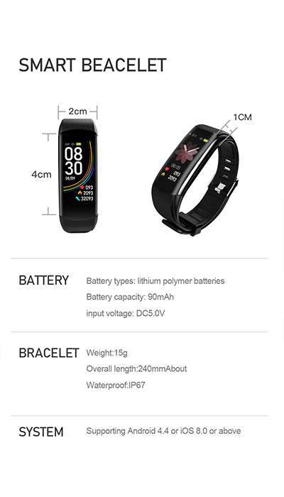NJYUAN C6T usb charging health data monitoring heart rate IP67 waterproof smart bracelets
