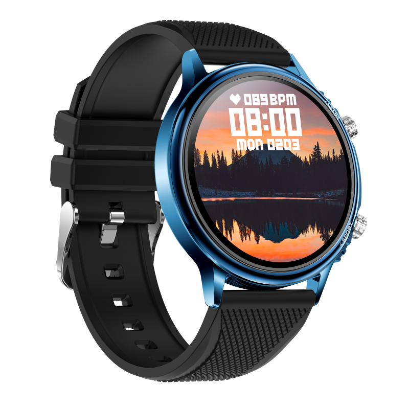 NJYUAN CF81 1.32 inch bluetooth 5.0 IP67 waterproof magnetic charging smart watch blue silicone strap