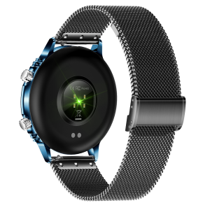 NJYUAN CF81 1.32 inch bluetooth 5.0 IP67 waterproof magnetic charging smart watch blue steel strap