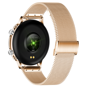 NJYUAN CF81 1.32 inch bluetooth 5.0 IP67 waterproof magnetic charging smart watch gold steel strap