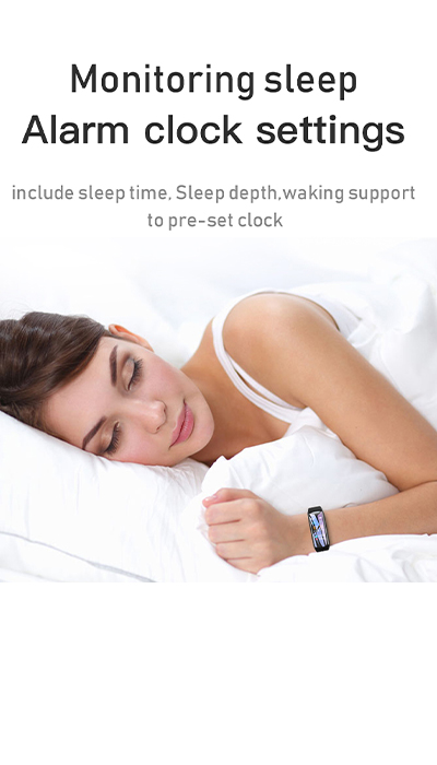 Monitoring sleep, Alarm clock settings. include sleep time, sleep depth, waking support to pre-set clock.