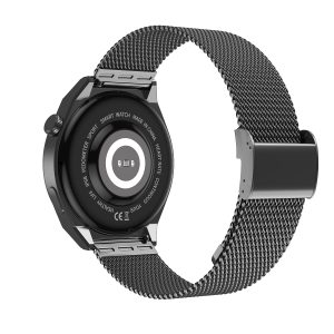 Huadai HD3 Pro 1.32 inch 360*360 Bluetooth 5.1 Wireless charging IP68 waterproof Sports Smart bracelet black steel strap