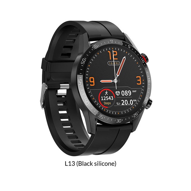 Microwear L13 Smart Watch ECG Heart rate BT Call Blood Pressure Sport Watch IP68 Waterproof Black Silicone Strap