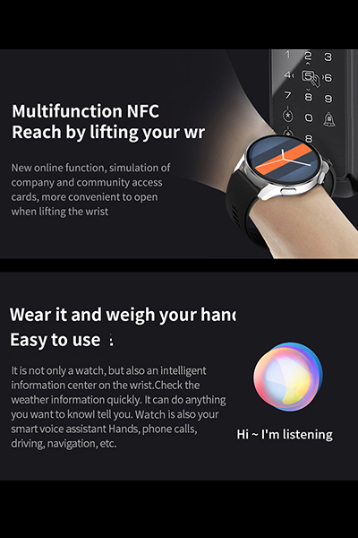 Multifunction NFC reach by lifting your wrist.wear it and weigh your hand easy to use.