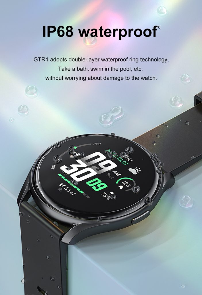 NJYUAN GTR1 wireless charging IP68 waterproof 240*240 screen smartwatch