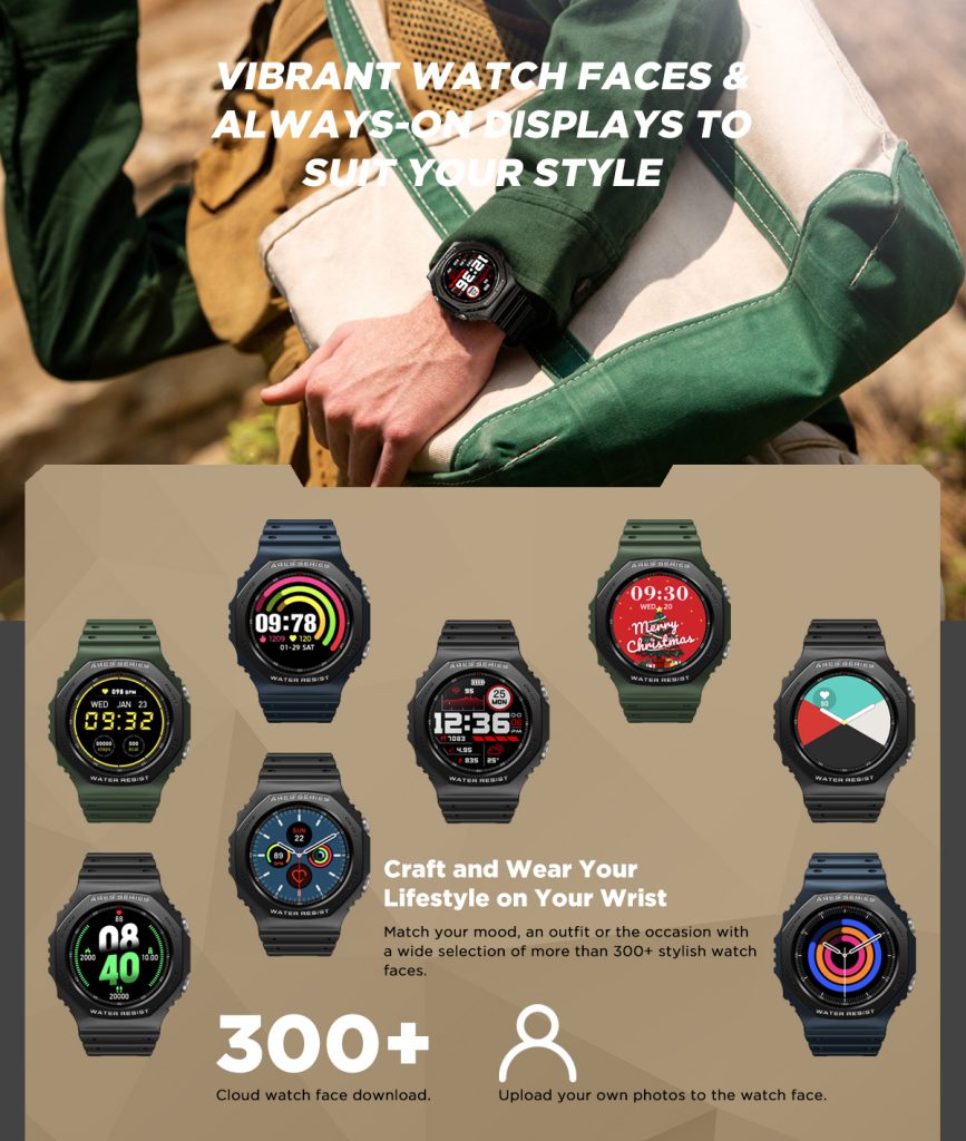 Zeblaze Ares 2 Rugged Fashion Smartwatch 50M (5 ATM) Waterproof 1.09″ HD Color Screen