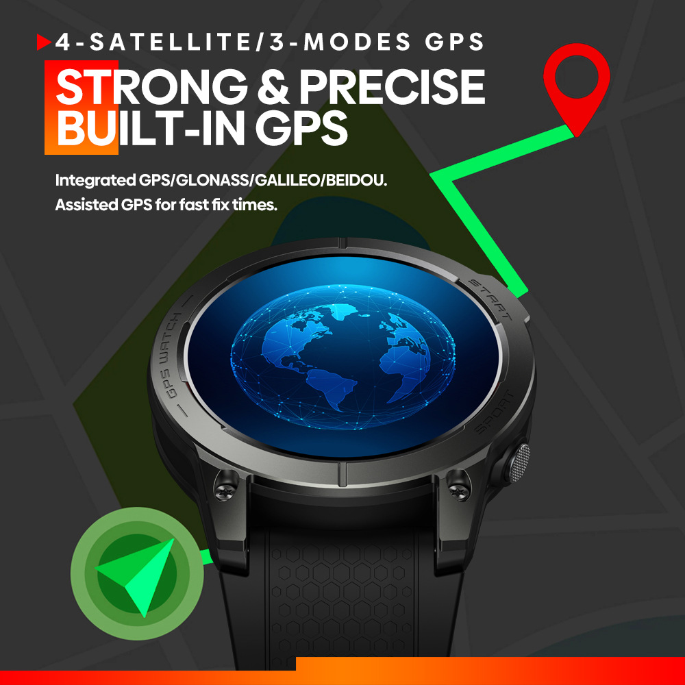 Zeblaze Stratos 3 buildin GPS tracking GPS / GLONASS/ GALILEO /BEIDOU AMOLED Screen display
