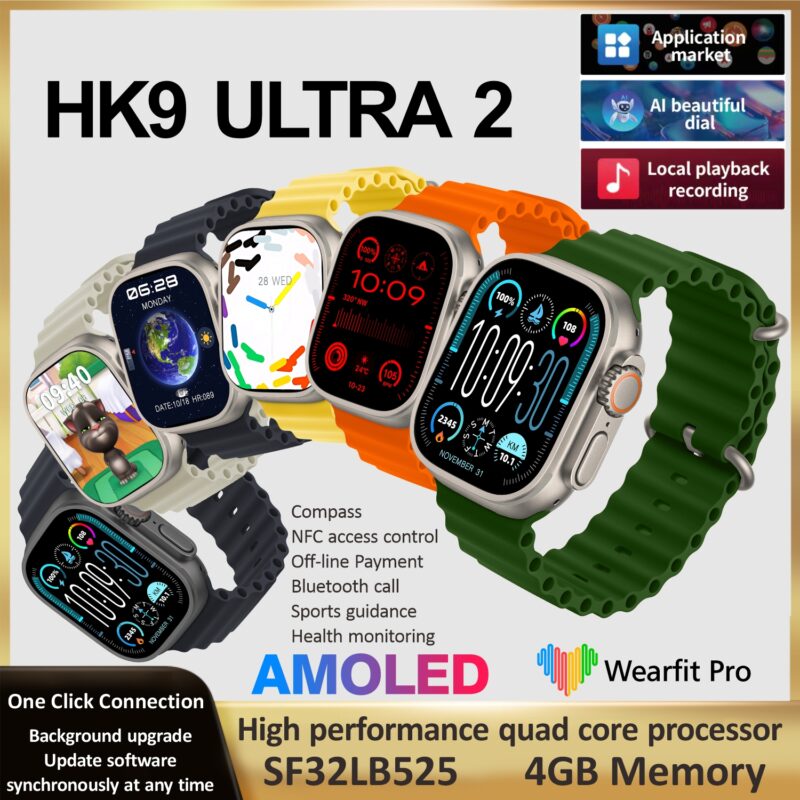 NJYUAN HK9 Ultra 2 amoled 485*520 resolution screen wearfit os ChatGPT compass Dynamic Island