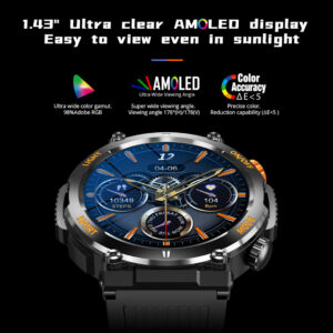 V68 Rugged 1.43 inch amoled 440mAh battery IP68 Waterproof Smart Watch