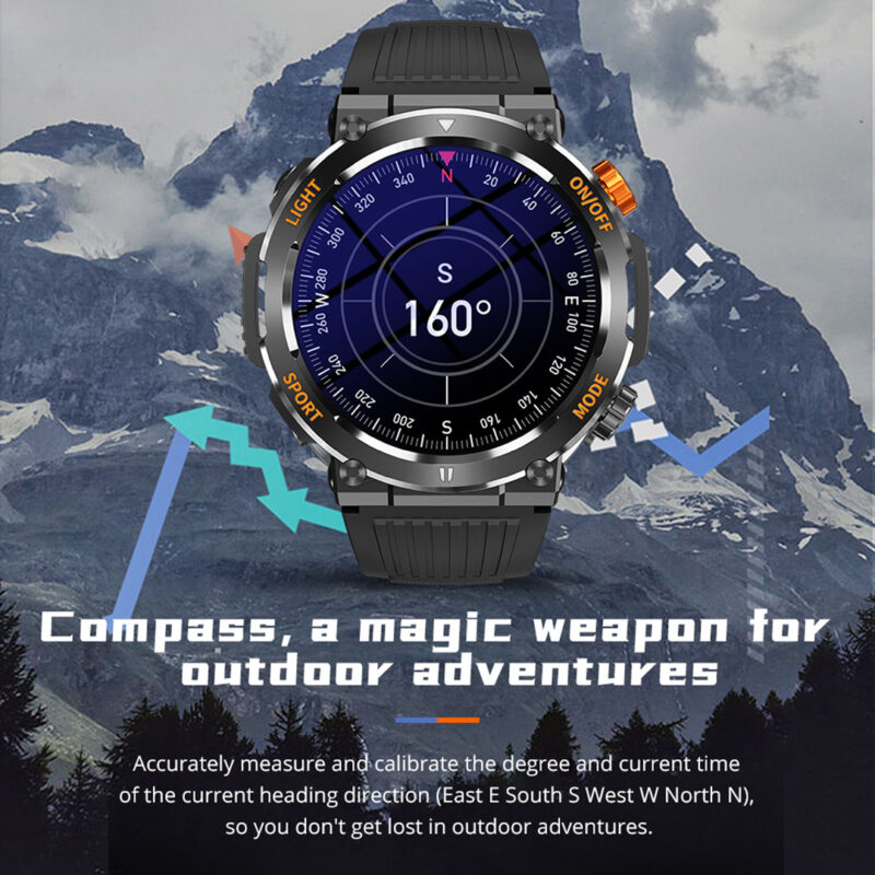 V68 Rugged 1.43 inch amoled 440mAh battery IP68 Waterproof Smart Watch
