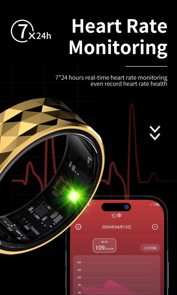 NJYUAN R12M PI68 Heart Rate Smart Ring