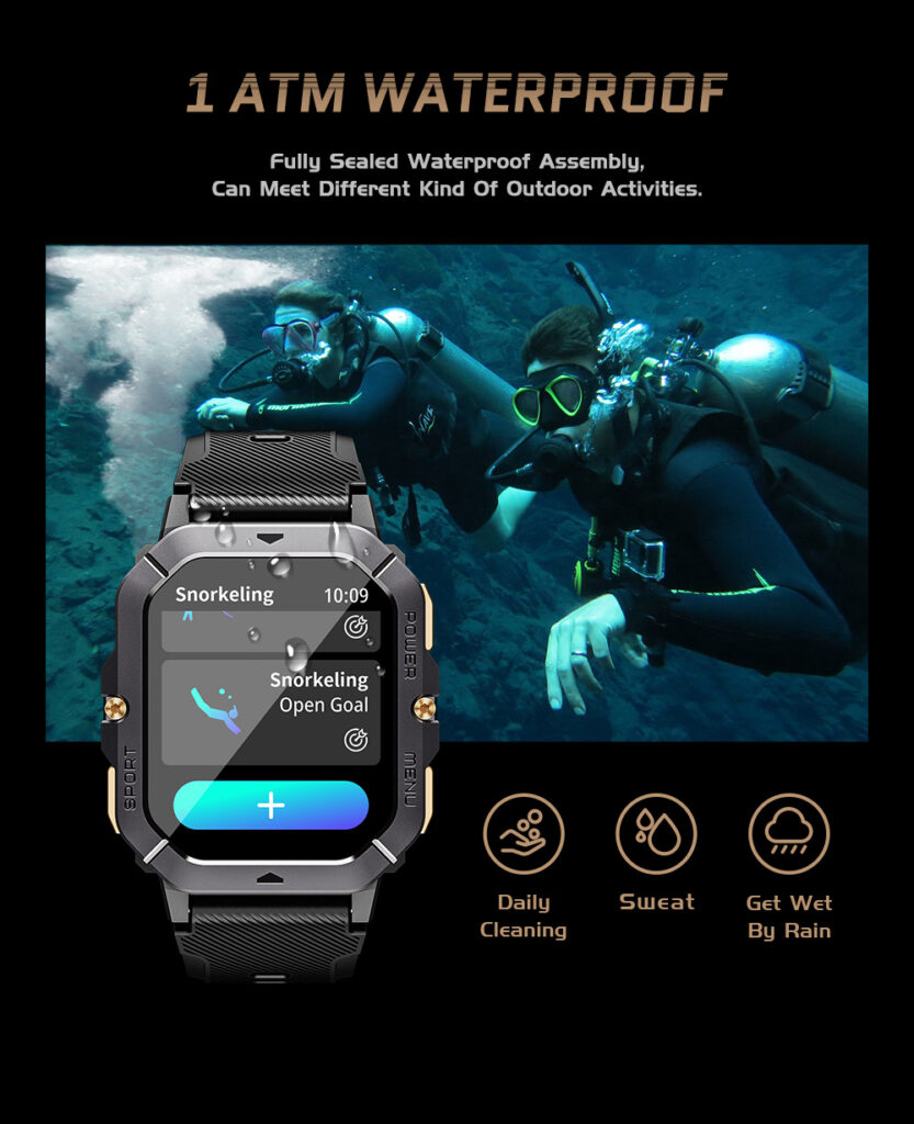 NJYUAN C28 7012F6 1 ATM Waterproof Heart rate Smart Watch