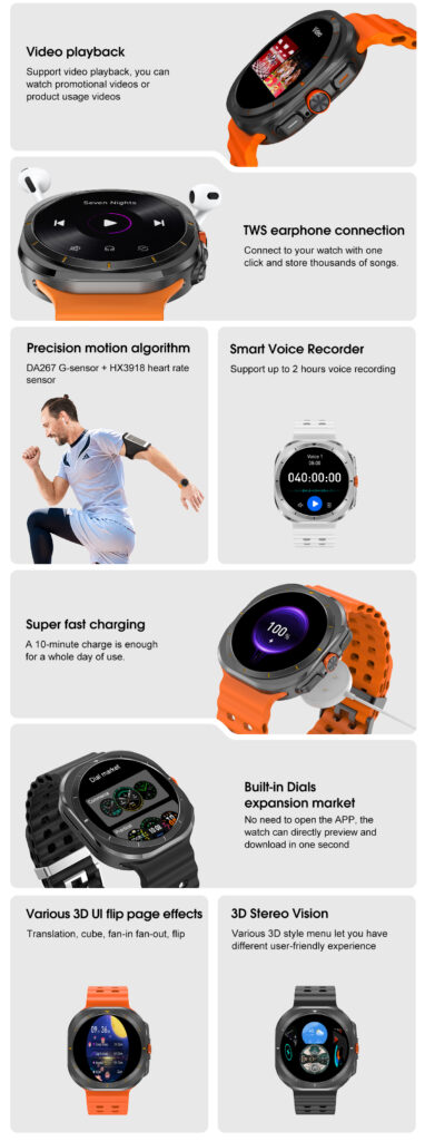 DTNO.1 DT WATCH ULTRA Rugged Outdoor Smart Watch 1.5 inch