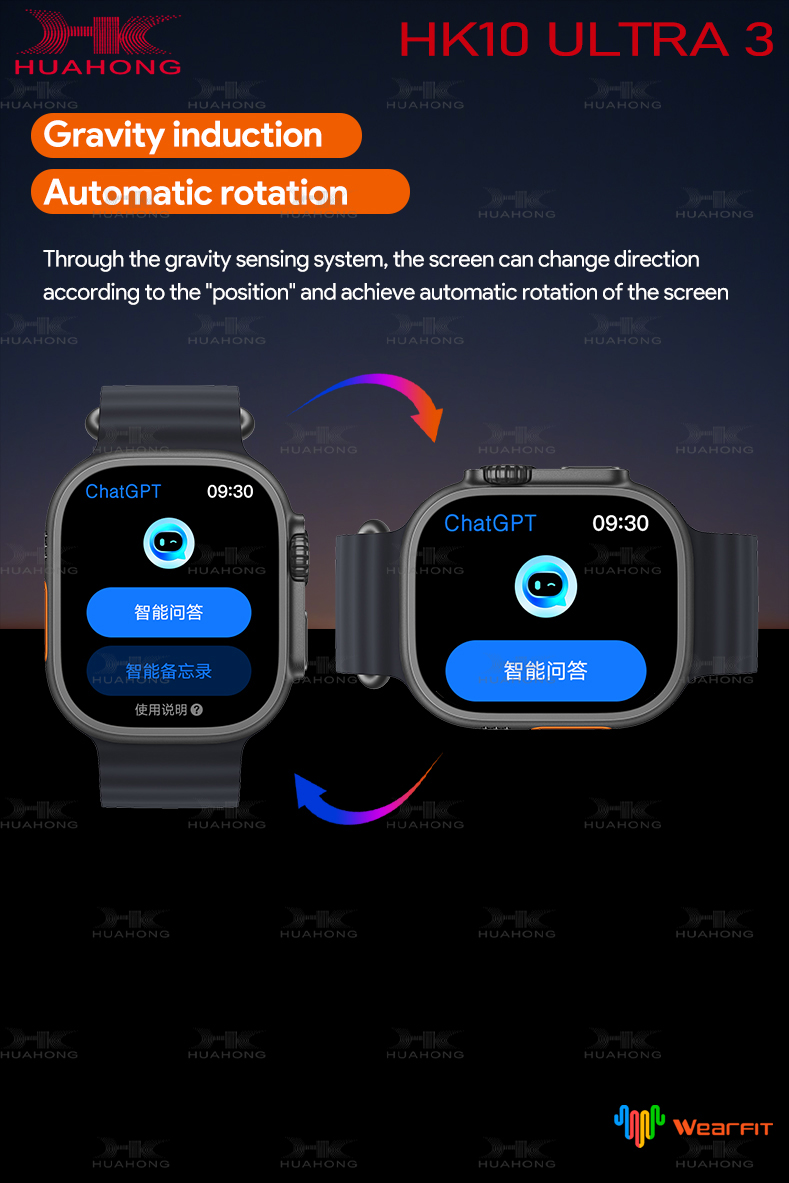 NJYUAN HK10 ULTRA 3 Amoled Screen Wearfit GPT 2.0 TWs wireless smartwatch