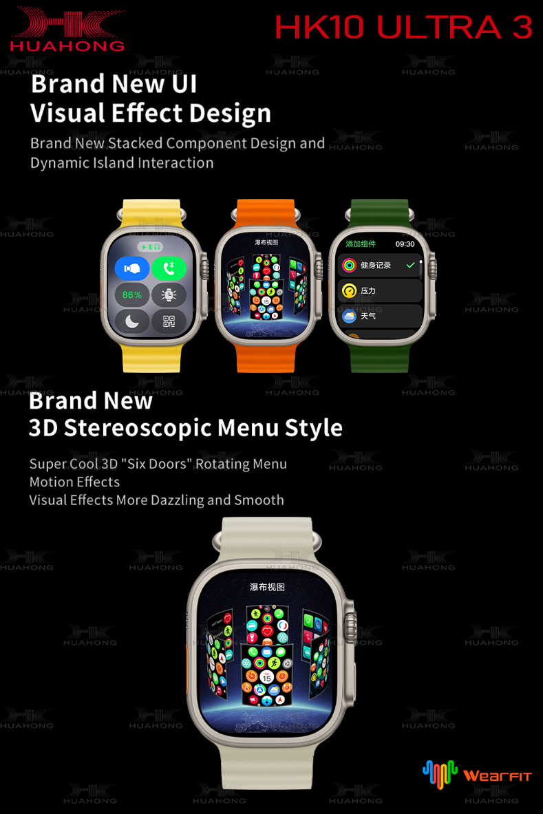 NJYUAN HK10 ULTRA 3 Amoled Screen Wearfit GPT 2.0 TWs wireless smartwatch