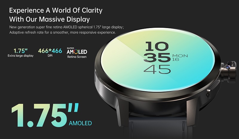 NJYUAN DM82 1520mAh battery 1.75 inch amoled screen android 8.1 system smartwatch