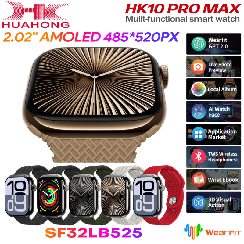 NJYUAN HK10 PRO MAX 300mAh 2.02 AMOLED 520*485 1GB Memory