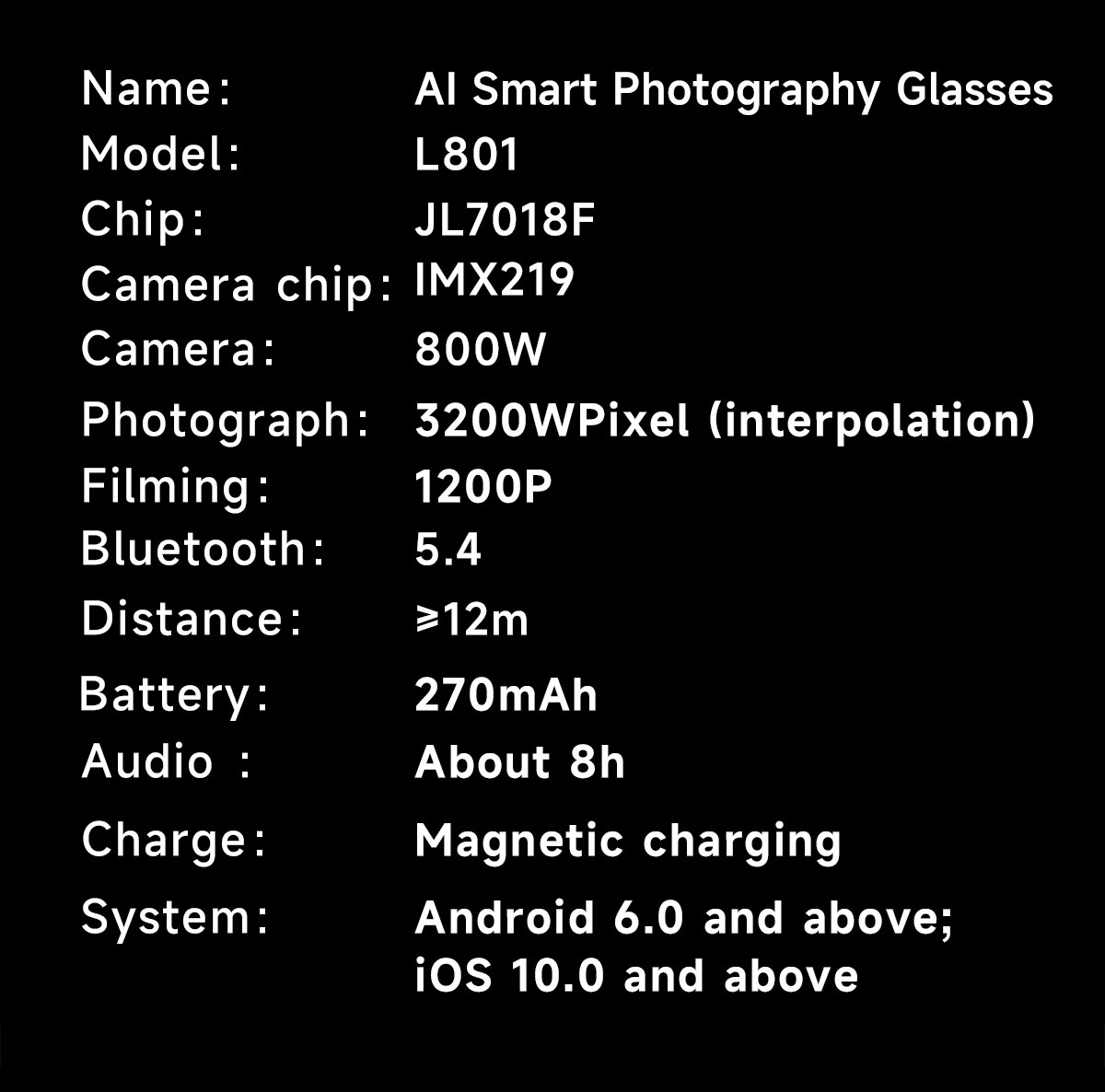 NJYUAN L801 Smart Glasses