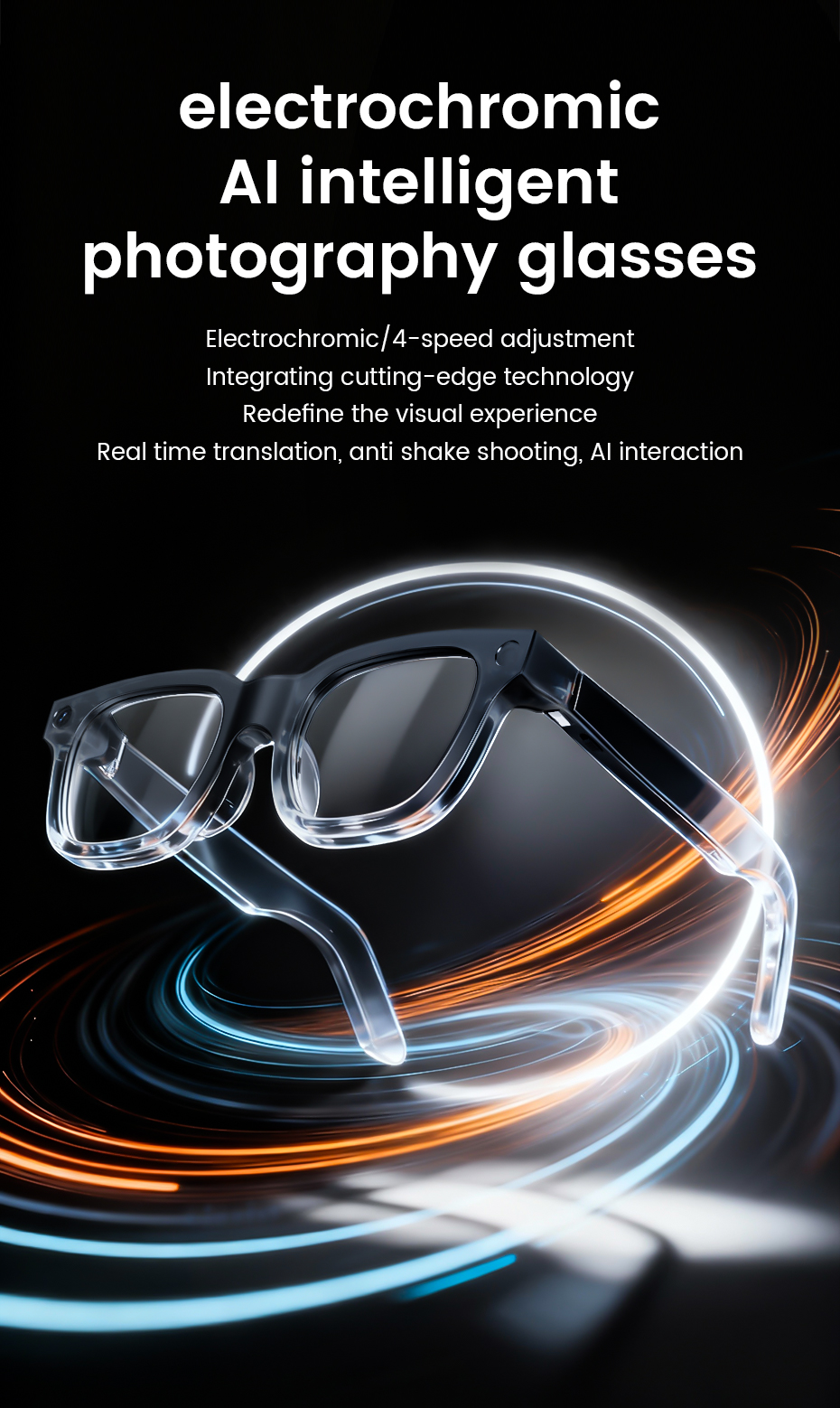 NJYUAN E03C Smart Glasses Touch-sensitive four-stage color-changing