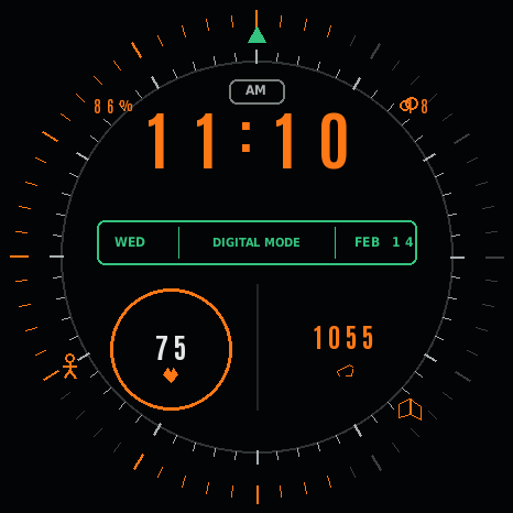Ember Ring Outdoor Tick - Watch Face for ATS3085-S based smart watches 466*466 screen resolution
